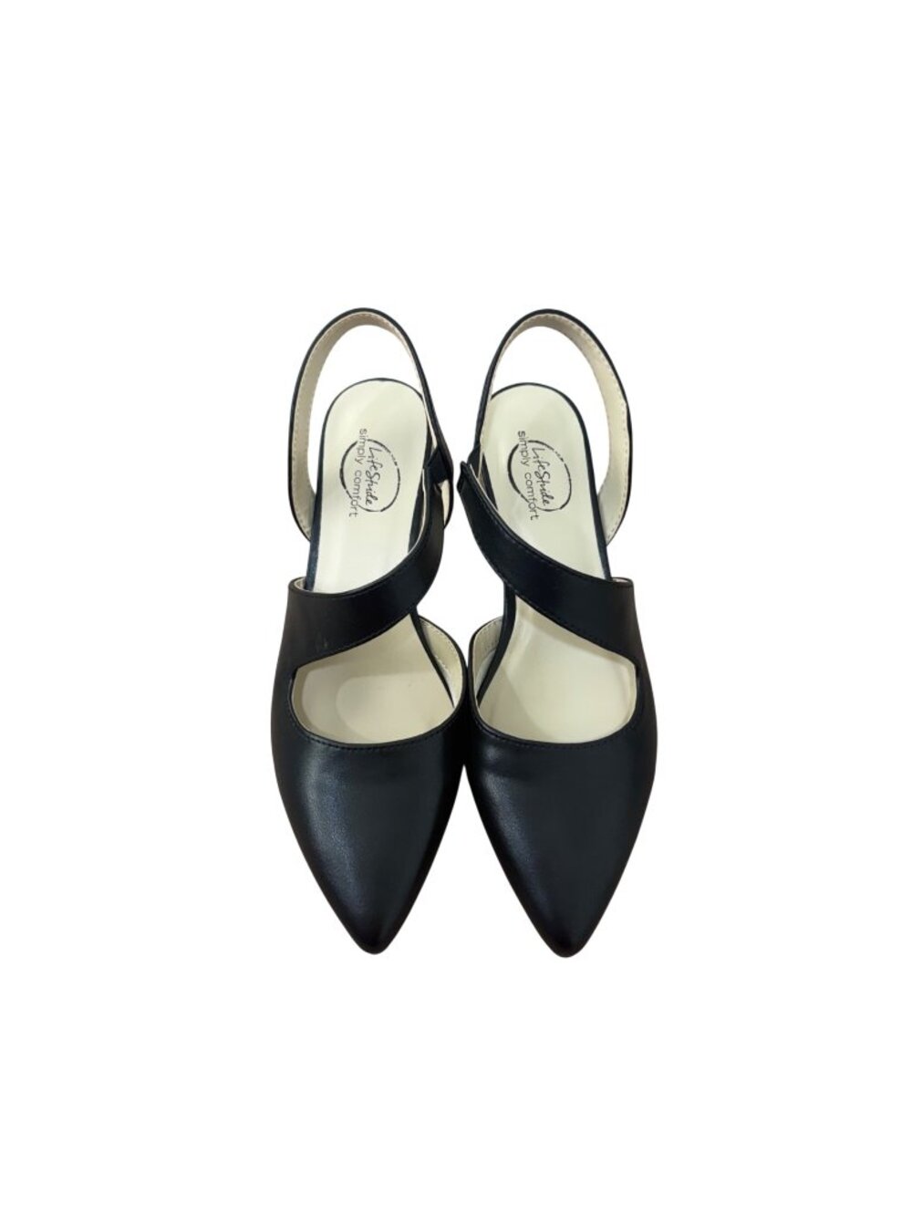 Lifestride Womens Black Slingback Heels SZ 9 Magnetic Simply Comfort Pointed Toe
